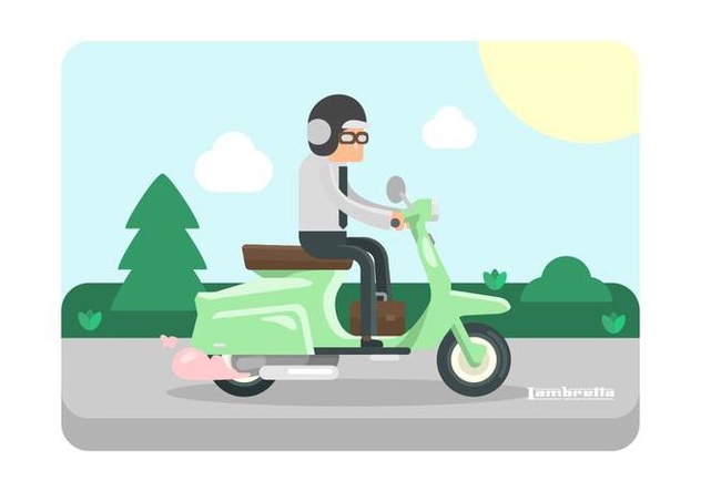 Mint Green Lambretta with Rider Illustration - vector gratuit #432473 
