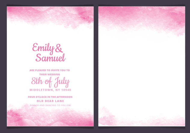 Vector Pink Delicate Watercolor Wedding Invitation - Kostenloses vector #436433