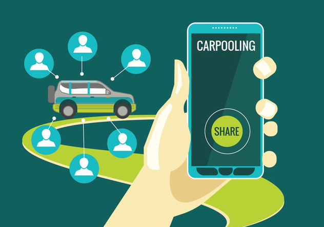 Carpooling Concept on Green Background - бесплатный vector #436993