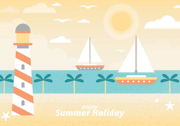 Free Summer Vacation Vector Landscape - бесплатный vector #438753