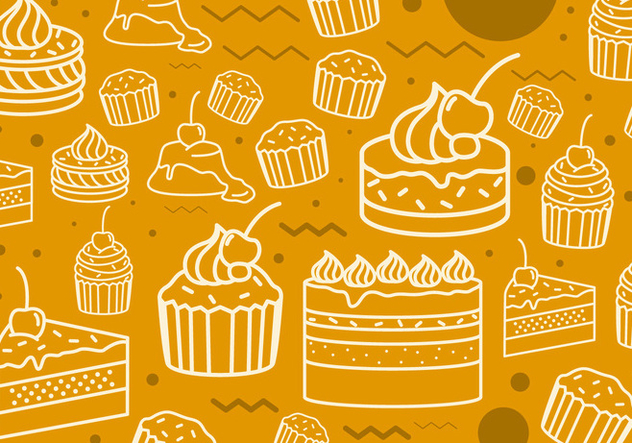 Cakes Line Icon Pattern - Free vector #441253