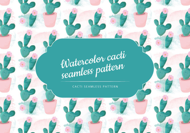 Vector Watercolor Cacti Pattern - бесплатный vector #441933