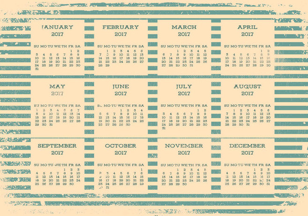 2017 Retro Grunge Calendar - vector gratuit #442513 