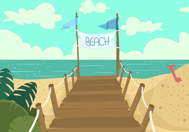 Boardwalk Beach View - бесплатный vector #443213