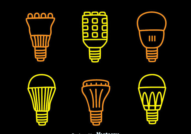 Led Lights Lamp Line Icons Collection Vector - Free vector #445343