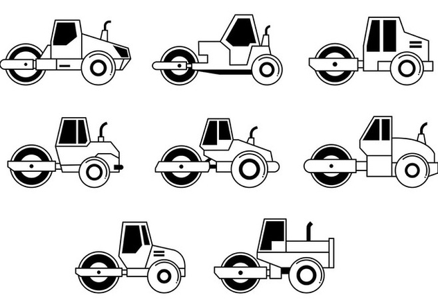 Set Of Steamroller Icons - Kostenloses vector #445793