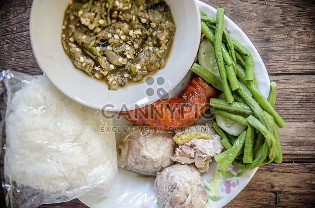 #thaifood, #green chili dip, #sai ua, #sour pork, #sticky rice. - image #452503 gratis