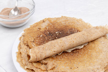 Rolled Wholemeal Pancakes with sugar and cocoa mixture - Free image #470643